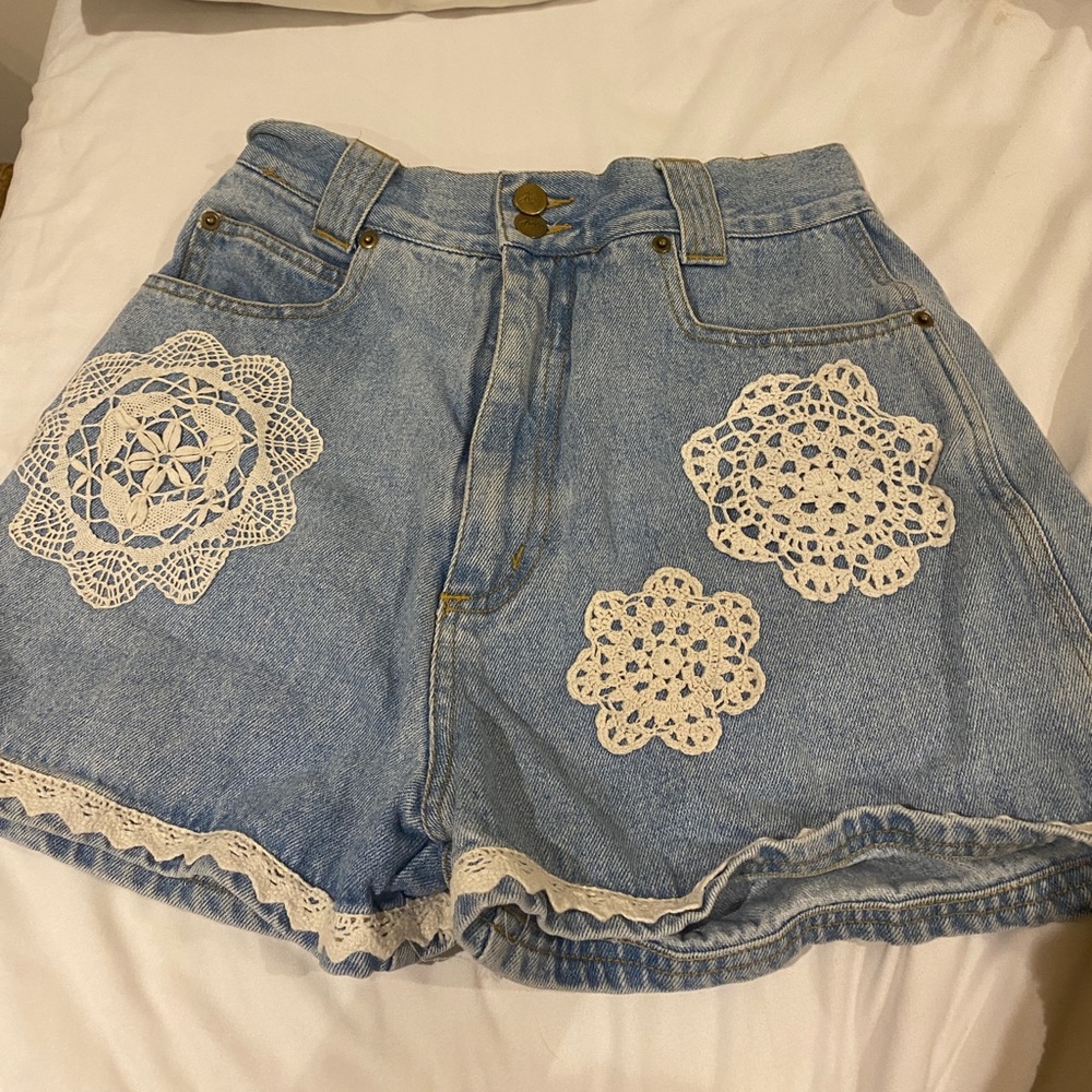 vintage 50’s denim crochet jean shorts